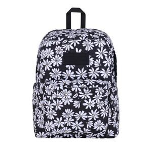 JanSport SuperBreak Plus Backpack Black Punk Pansies Laptop Sleeve Floral Daisy